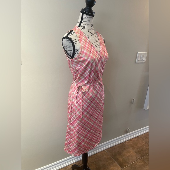 Tristan Pink Checkered Wrap Dress - Picture 3 of 10